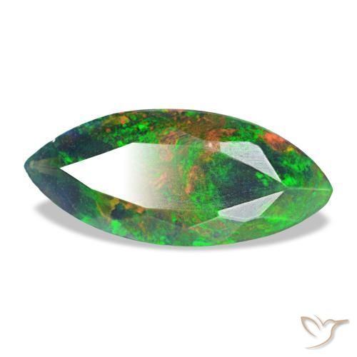 Opale noire multicolore naturelle marquise, 1,44 ct, opaque