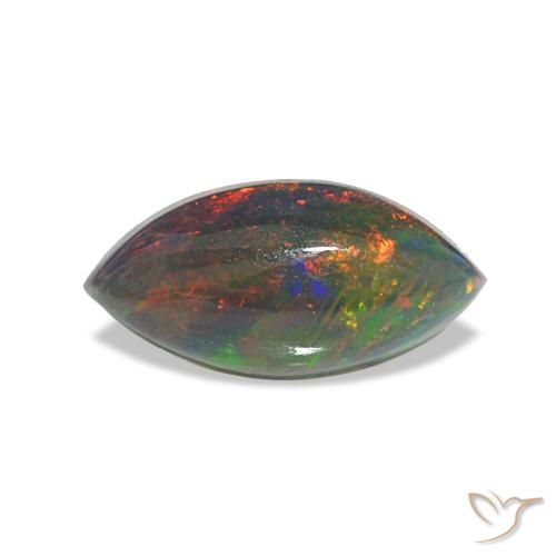 Opale noire multicolore naturelle marquise, 0,78 ct, translucide