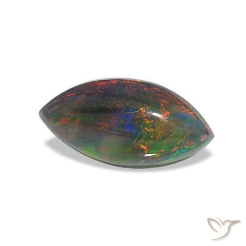 Opale noire multicolore naturelle marquise, 0,78 ct, translucide