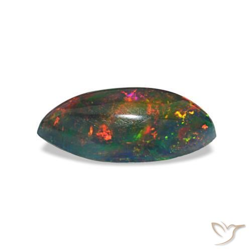 Opale noire multicolore naturelle marquise, 0,78 ct, translucide