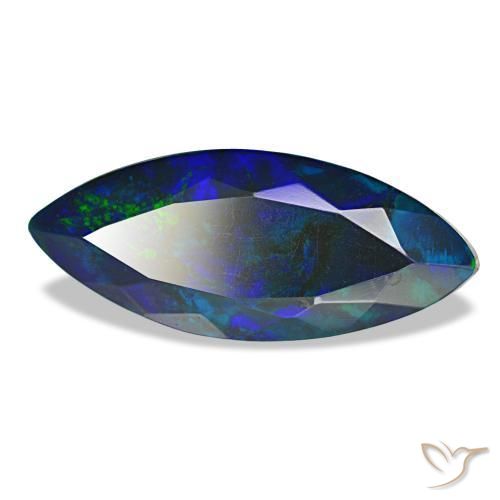 Opale noire multicolore naturelle marquise, 3,65 ct, translucide