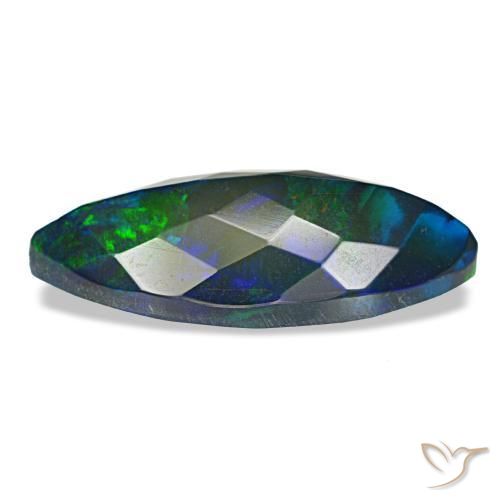 Opale noire multicolore naturelle marquise, 3,65 ct, translucide