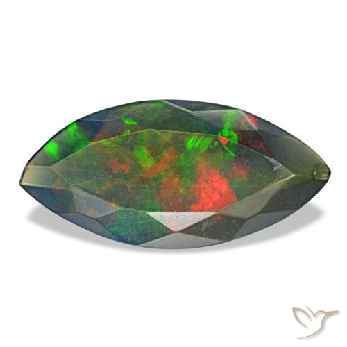 Opale noire multicolore naturelle marquise, 1,29 ct, translucide