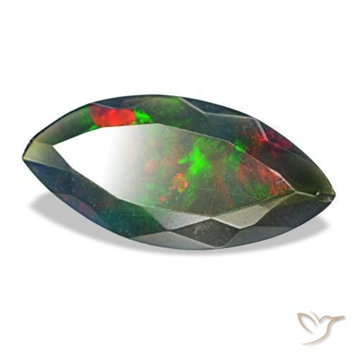 Opale noire multicolore naturelle marquise, 1,29 ct, translucide