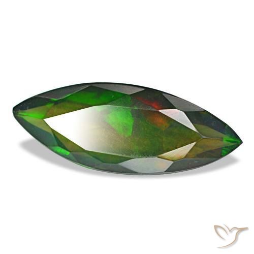 Opale noire multicolore naturelle marquise, 2,60 ct, translucide