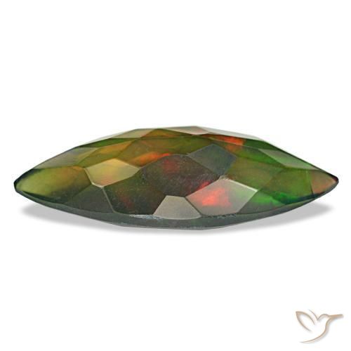 Opale noire multicolore naturelle marquise, 2,60 ct, translucide