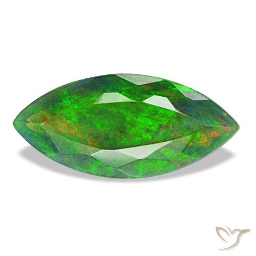 Opale noire multicolore naturelle marquise, 2,08 ct, opaque