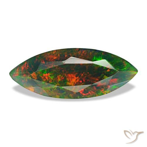 Opale noire multicolore naturelle marquise, 1,68 ct, opaque