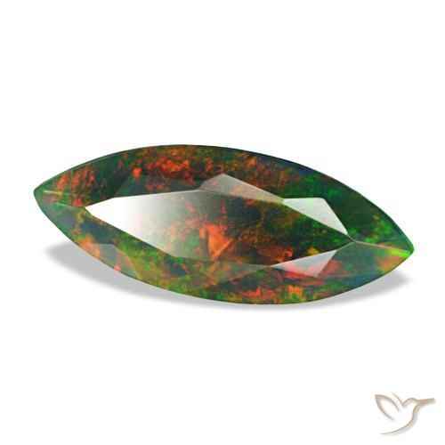Opale noire multicolore naturelle marquise, 1,68 ct, opaque