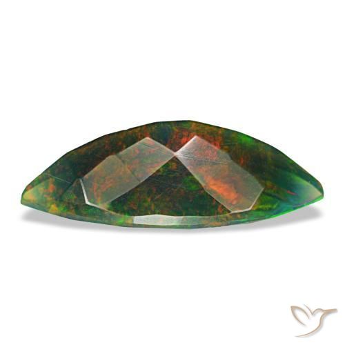 Opale noire multicolore naturelle marquise, 1,68 ct, opaque