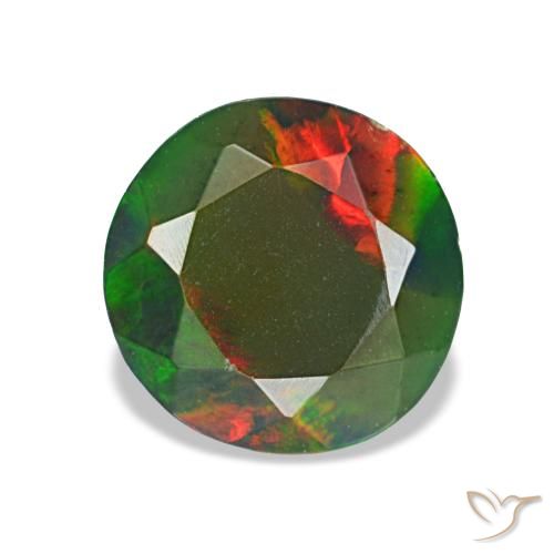 Opale noire multicolore naturelle coupe roude, 1,13 ct, opaque