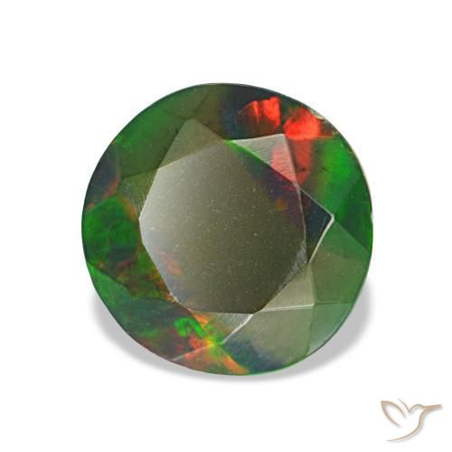 Opale noire multicolore naturelle coupe roude, 1,13 ct, opaque