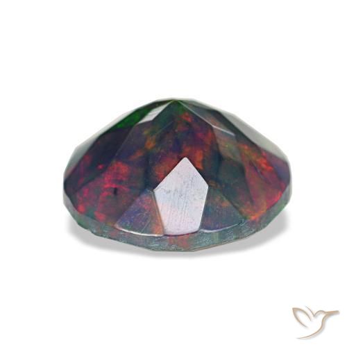 Opale noire multicolore naturelle coupe roude, 1,18 ct, opaque