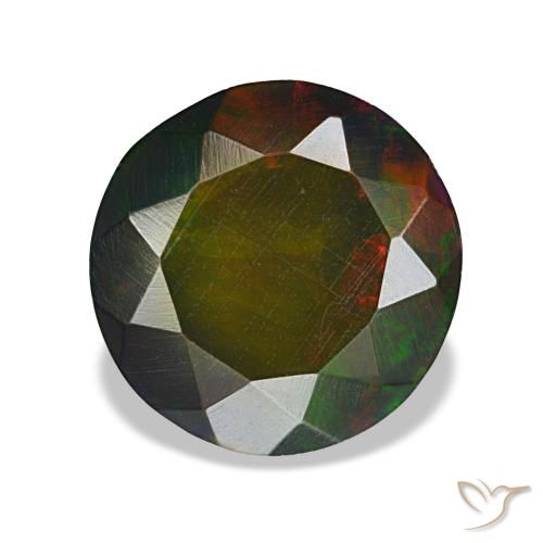 Opale noire multicolore de 1,69 ct, rond, opaque