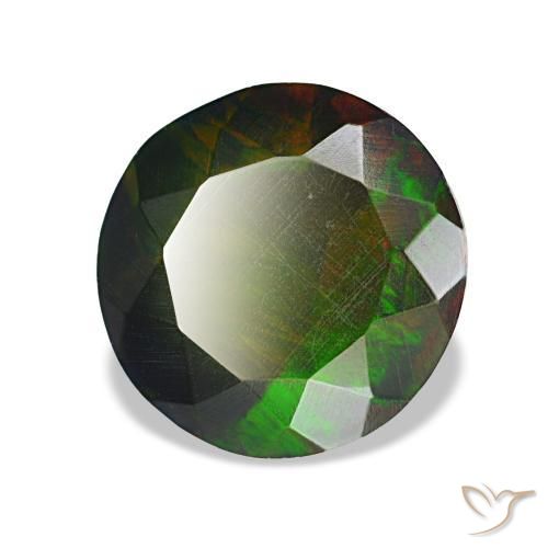 Opale noire multicolore naturelle coupe roude, 1,69 ct, opaque