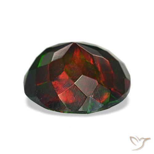 Opale noire multicolore naturelle coupe roude, 1,69 ct, opaque