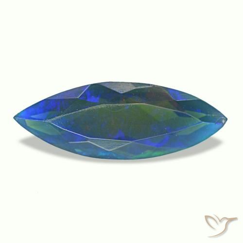 Opale noire multicolore naturelle marquise, 1,12 ct, translucide