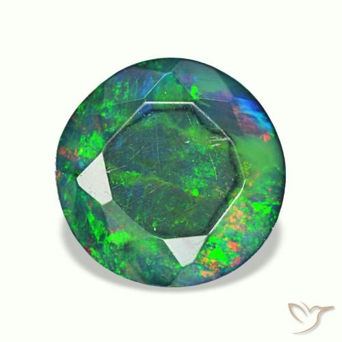 Opale noire multicolore naturelle coupe roude, 1,62 ct, translucide