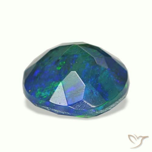 Opale noire multicolore naturelle coupe roude, 1,62 ct, translucide