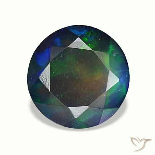 Opale noire multicolore naturelle coupe roude, 1,91 ct, translucide