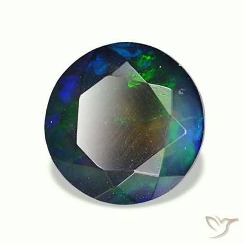 Opale noire multicolore naturelle coupe roude, 1,91 ct, translucide