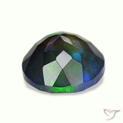 Opale noire multicolore naturelle coupe roude, 1,91 ct, translucide