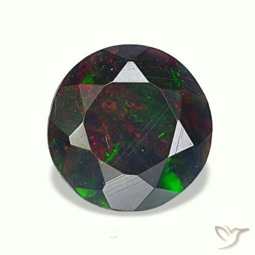 Opale noire multicolore naturelle coupe roude, 0,75 ct, opaque
