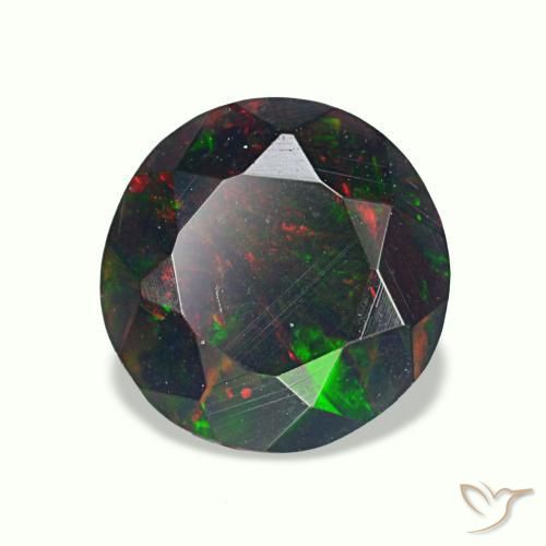 Opale noire multicolore naturelle coupe roude, 0,75 ct, opaque