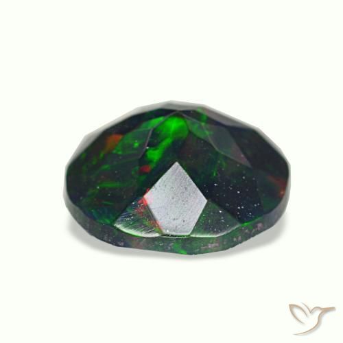 Opale noire multicolore naturelle coupe roude, 0,75 ct, opaque