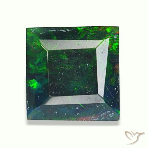 Opale noire multicolore naturelle carré, 1,57 ct, opaque