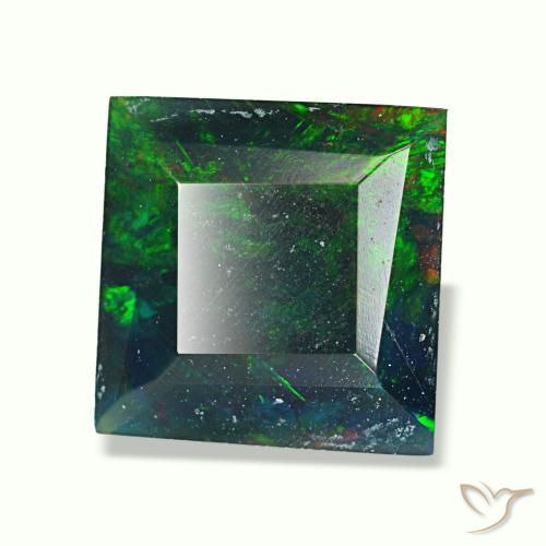 Opale noire multicolore naturelle carré, 1,57 ct, opaque