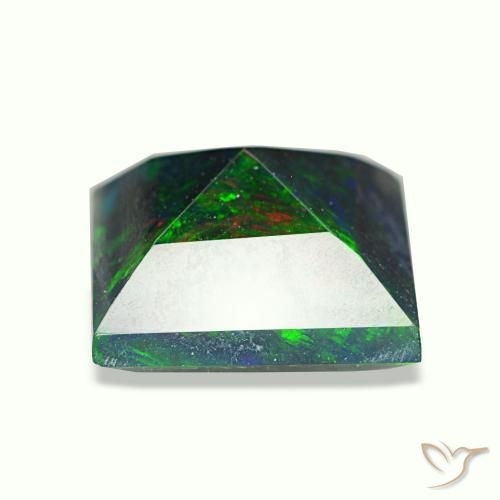 Opale noire multicolore naturelle carré, 1,57 ct, opaque
