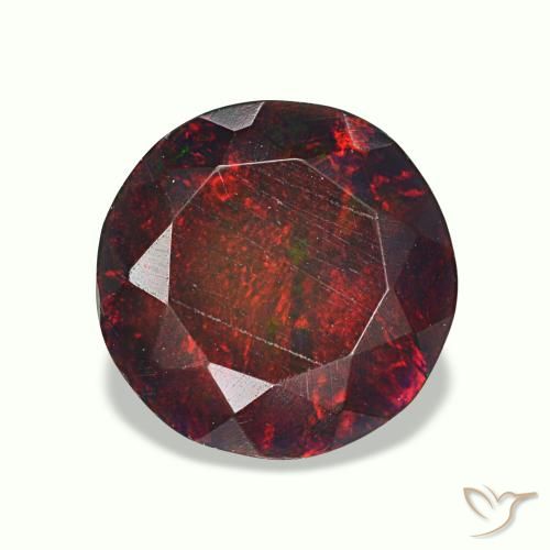 Opale noire multicolore de 1,33 ct, rond, opaque
