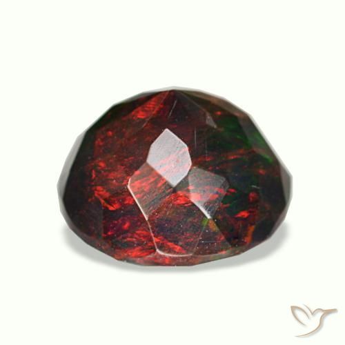 Opale noire multicolore naturelle coupe roude, 1,33 ct, opaque