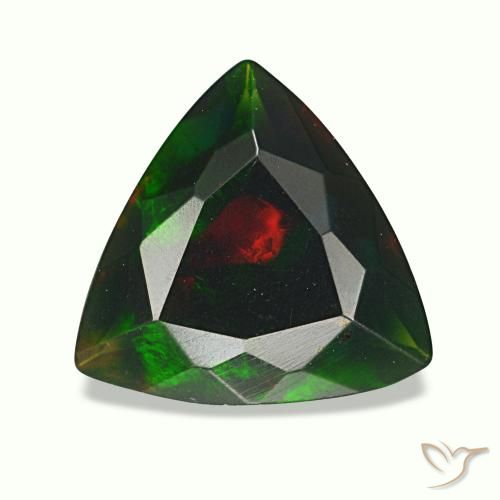Opale noire multicolore naturelle trillion, 1,19 ct, opaque