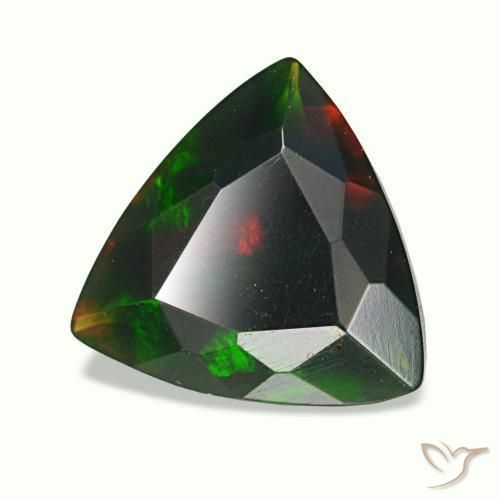 Opale noire multicolore naturelle trillion, 1,19 ct, opaque