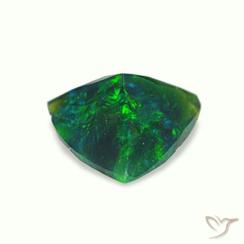 Opale noire multicolore naturelle trillion, 0,42 ct, opaque