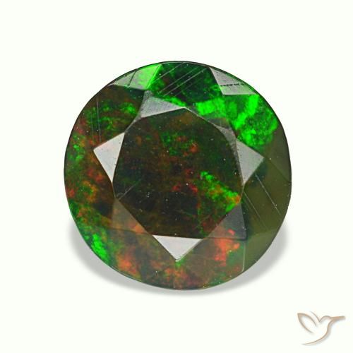 Opale noire multicolore naturelle coupe roude, 0,95 ct, opaque