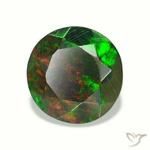 Opale noire multicolore naturelle coupe roude, 0,95 ct, opaque