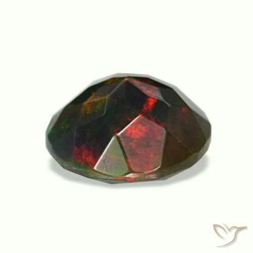 Opale noire multicolore naturelle coupe roude, 0,95 ct, opaque