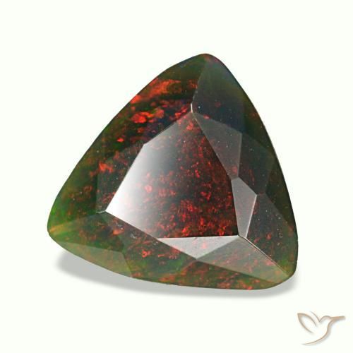 Opale noire multicolore naturelle trillion, 1,27 ct, opaque