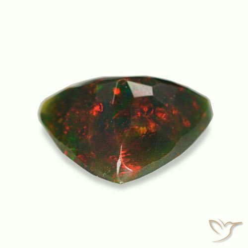 Opale noire multicolore naturelle trillion, 1,27 ct, opaque