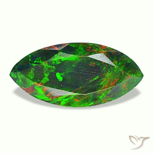 Opale noire multicolore naturelle marquise, 1,98 ct, opaque