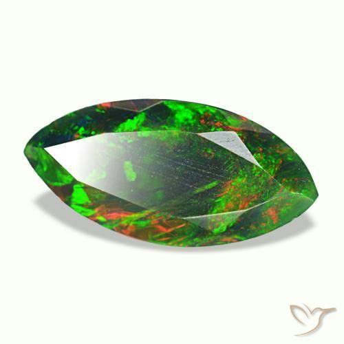 Opale noire multicolore naturelle marquise, 1,98 ct, opaque
