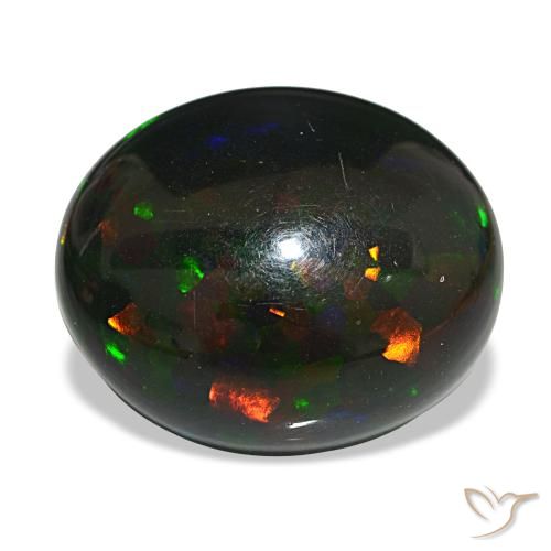 Opale noire multicolore naturelle coupe ovale, 14,55 ct, opaque