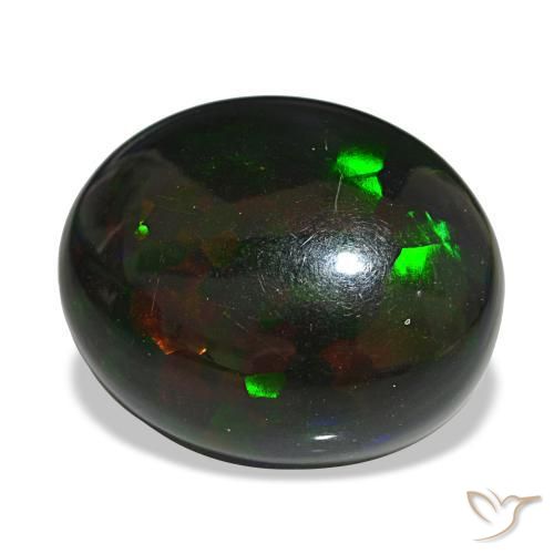 Opale noire multicolore naturelle coupe ovale, 14,55 ct, opaque
