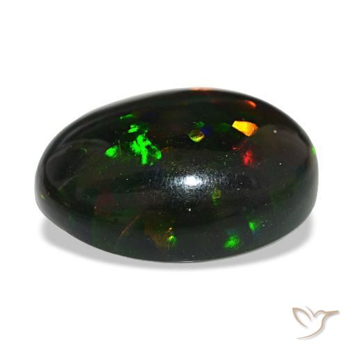 Opale noire multicolore naturelle coupe ovale, 14,55 ct, opaque