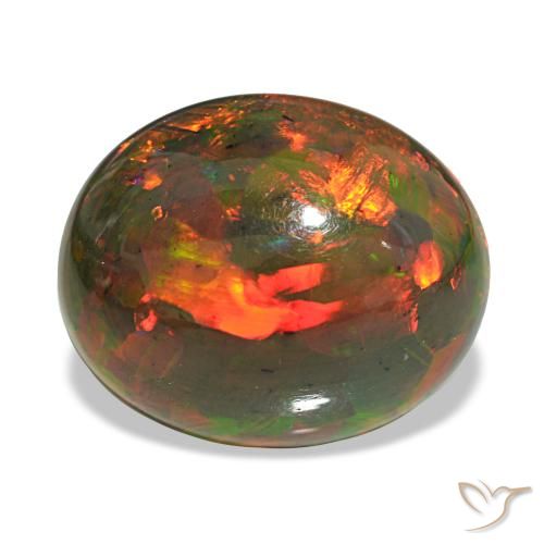 Opale noire multicolore naturelle coupe ovale, 10,13 ct, opaque