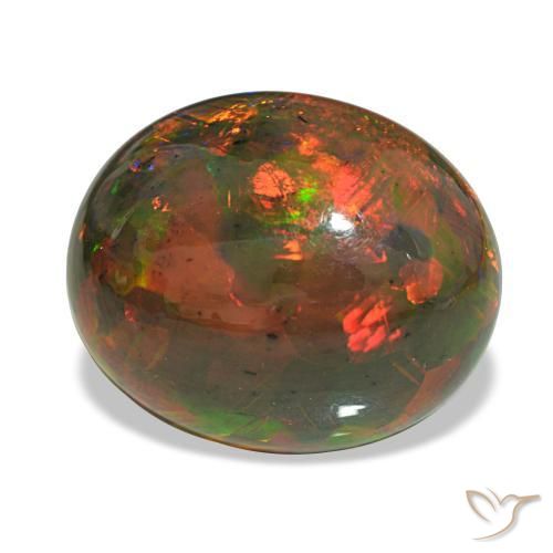 Opale noire multicolore naturelle coupe ovale, 10,13 ct, opaque