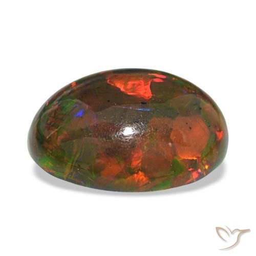 Opale noire multicolore naturelle coupe ovale, 10,13 ct, opaque